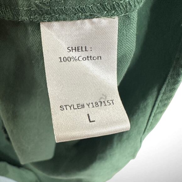 Pomander Place Size L Polly Button Neck Popover Shirt Dress Sage Green Cotton - Picture 9 of 11